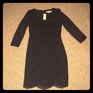 Loft V-Neck Black Lace Dress